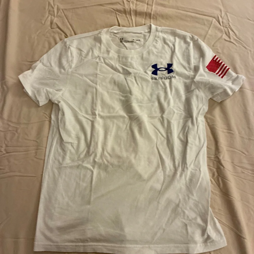 Under Armour Boy’s White and Blue Cotton Freedom Tee - Picture 3 of 6